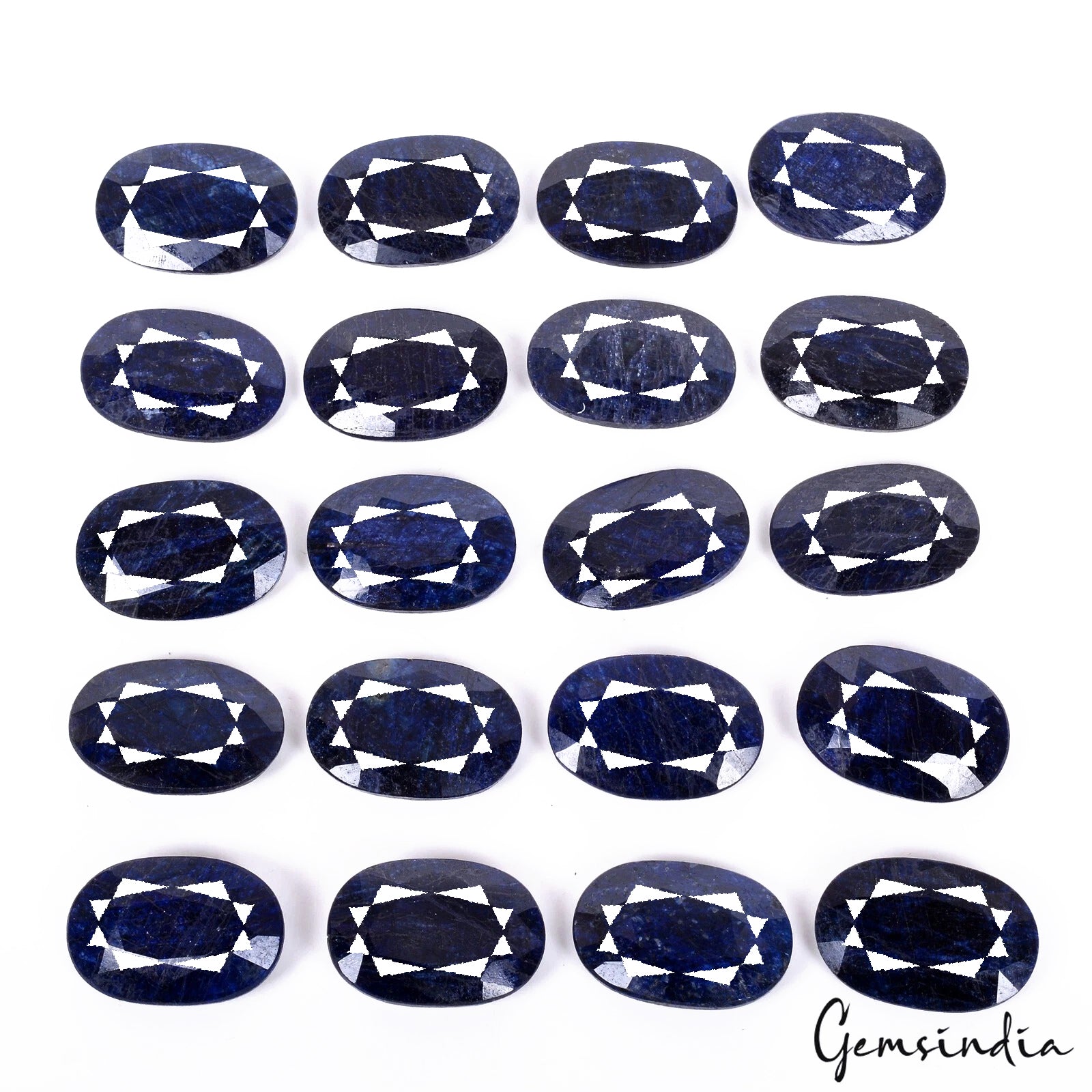 Blue Sapphire Lot, Loose Gemstone, Color Enhanced — 20 Pieces, 30x20 mm, 1020 Ct, Madagascar