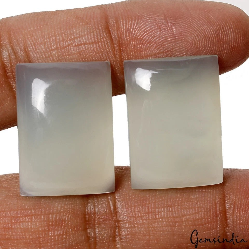 Beautiful Natural Green Onyx Flat Rectangular Best For Earrings Pair 24x17mm Gem
