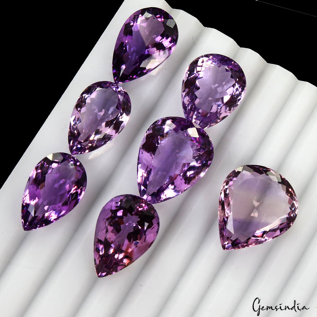 116.80 Ct Natural Untreated Purple Amethyst Mix Faceted Loose Gemstone Lot 7 Pcs