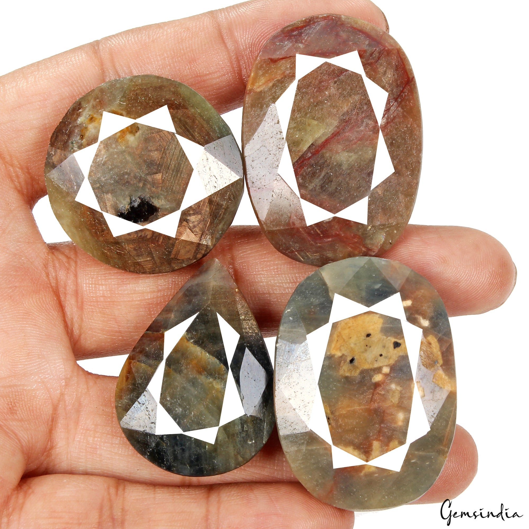 4 Pcs Natural Unheated Brown Sapphire 34-44mm Mix Cut Loose Gemstones Lot 720 Ct