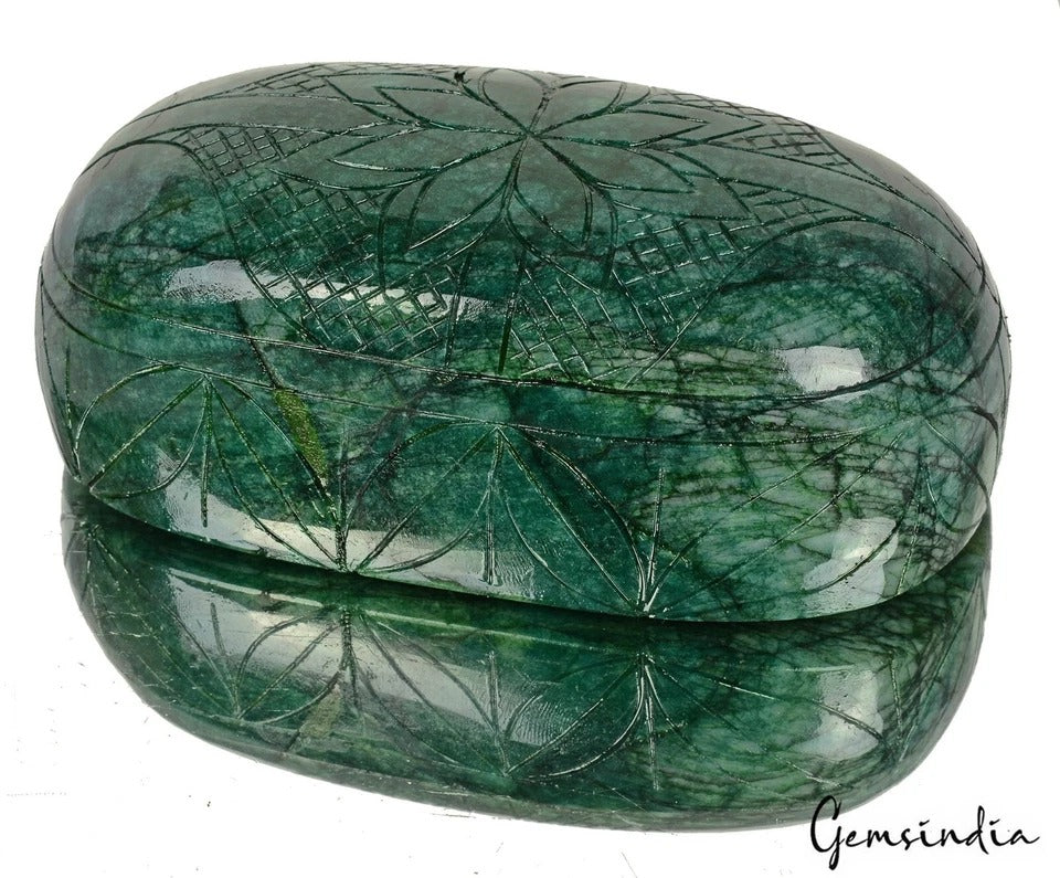 Brazilian Emerald Carving, Oval Carved, Color Enhanced — 124 x 68 x 45 mm, 3760 Ct, Brazil