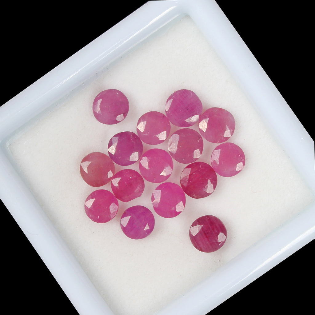 11.50 Cts/15 Pcs Natural Pink Red Ruby Round Calibrated 5mm Loose Gems For Jewel