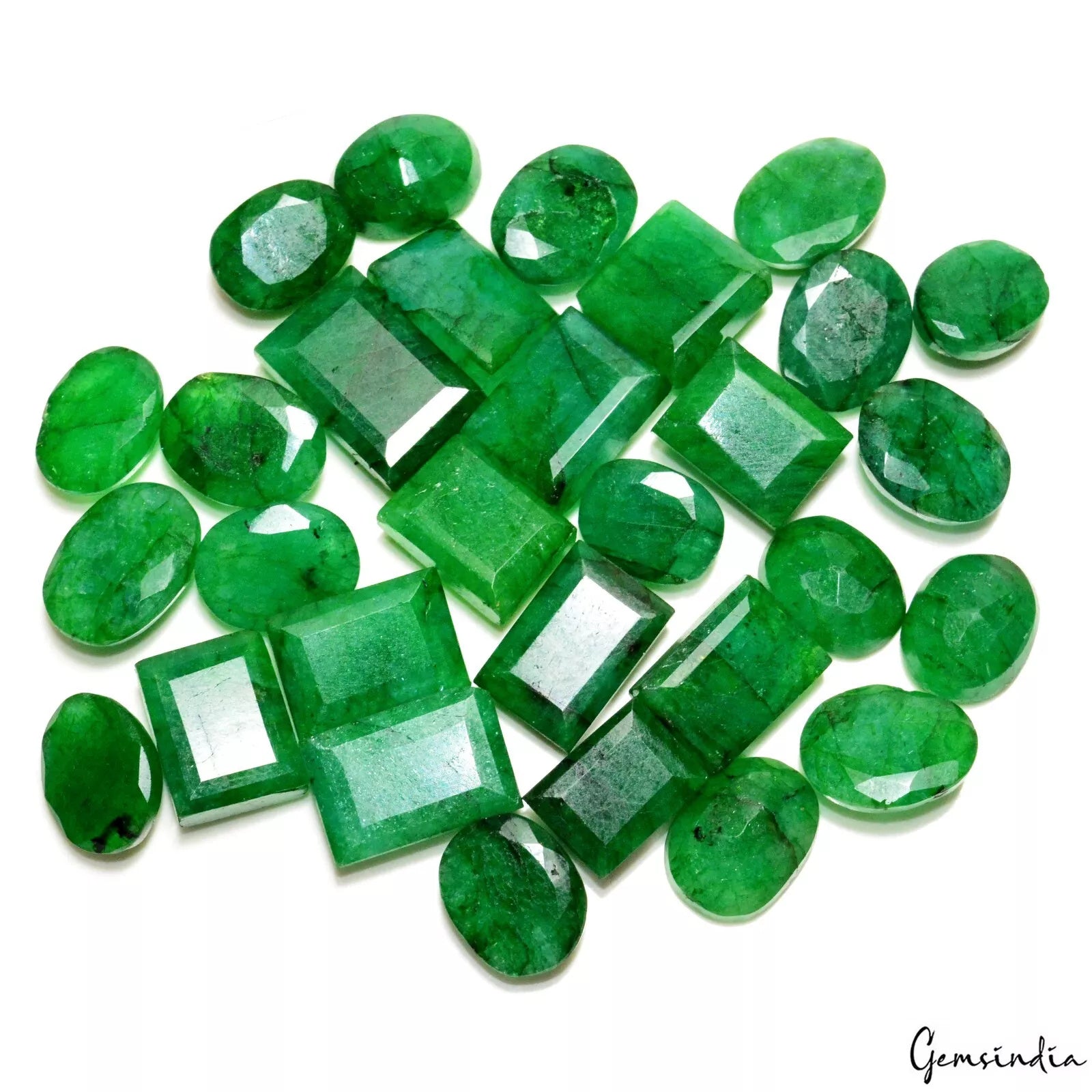 500 Cts/30 Pcs Natural Brazilian Green Emerald Mixed Cut Loose Gems For Jewelry