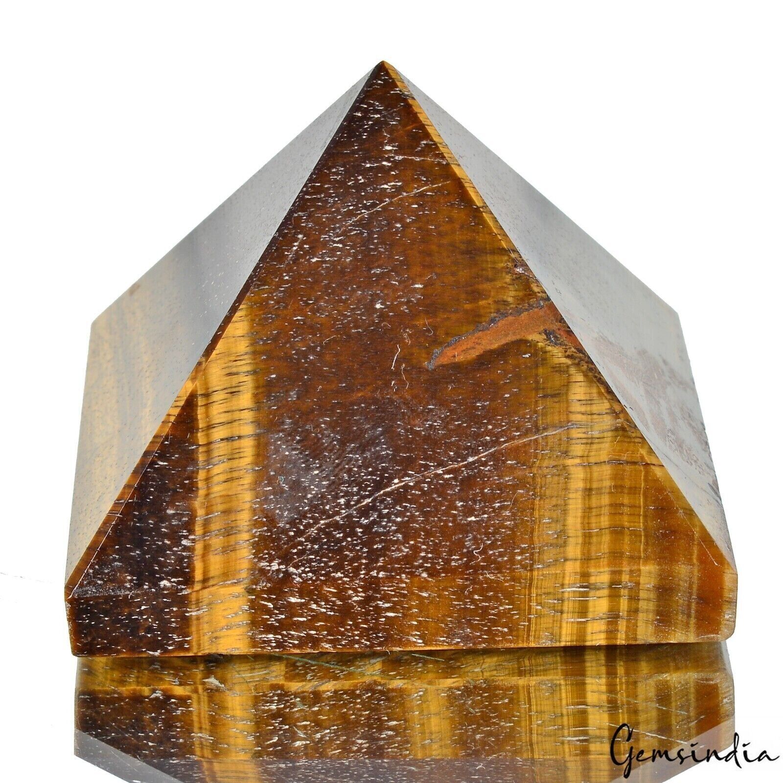 690Ct/41mm Natural Tiger eye Crystal Reiki Chakra Healing/Reiki Gemstone Pyramid