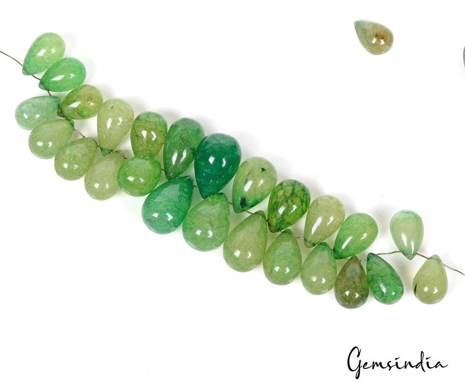 670 Cts Natural Green Quartz Pear Drop Drilled 12-21mm jewelry Beads/Briolettes