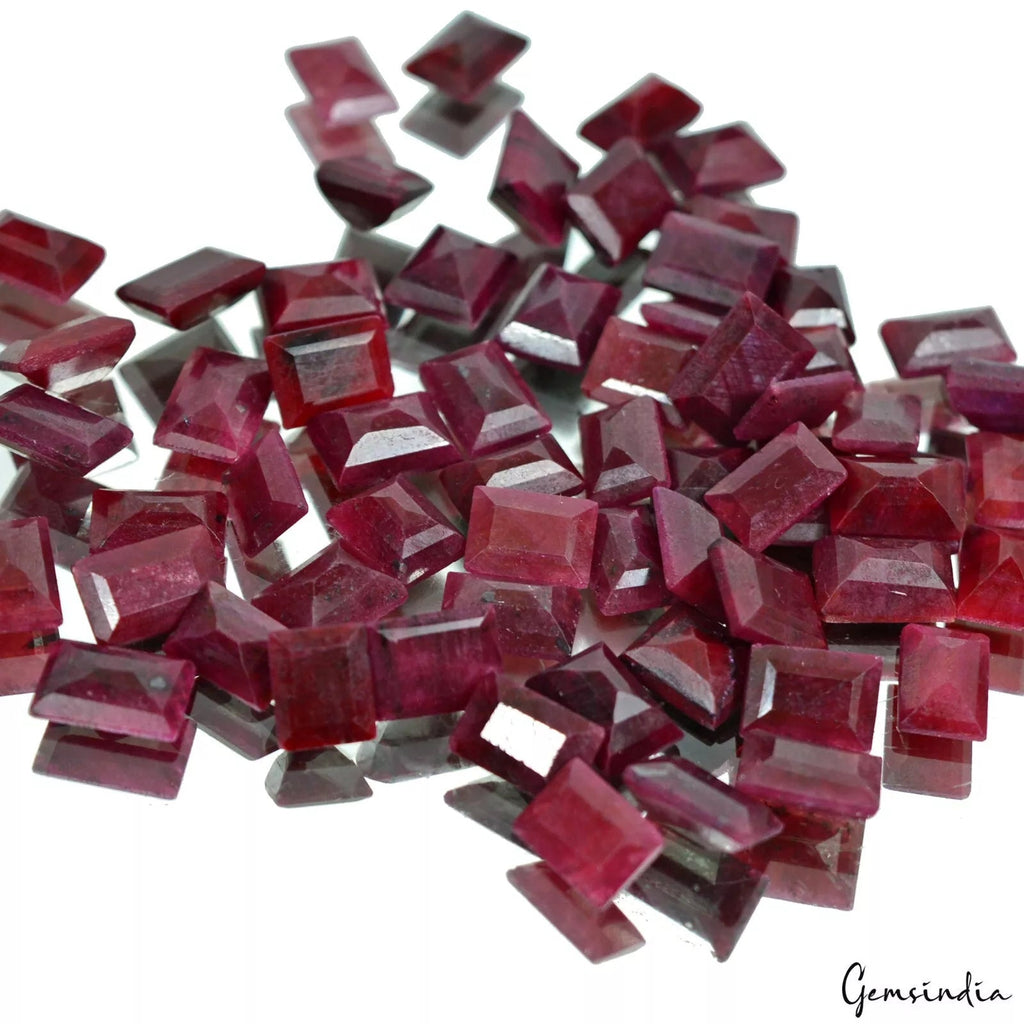 500 Cts Natural Red Ruby Baguette Cut 10-13mm Loose Faceted Ring Size Gemstones