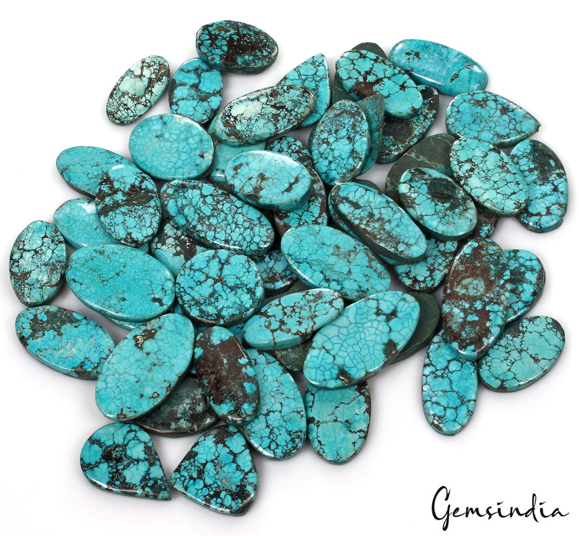 2500 Ct Lot A+ Spiderweb Turquoise Blue Green Pear/Oval Cut Loose Gemstone 55 Pc