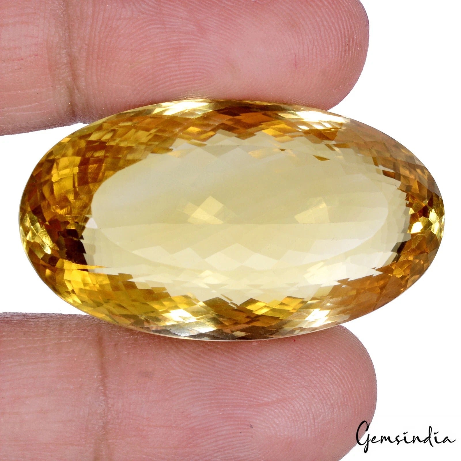 Citrine Loose Gemstone, Untreated, Yellow — 39x22x18 mm, 104.50 Ct, Brazil