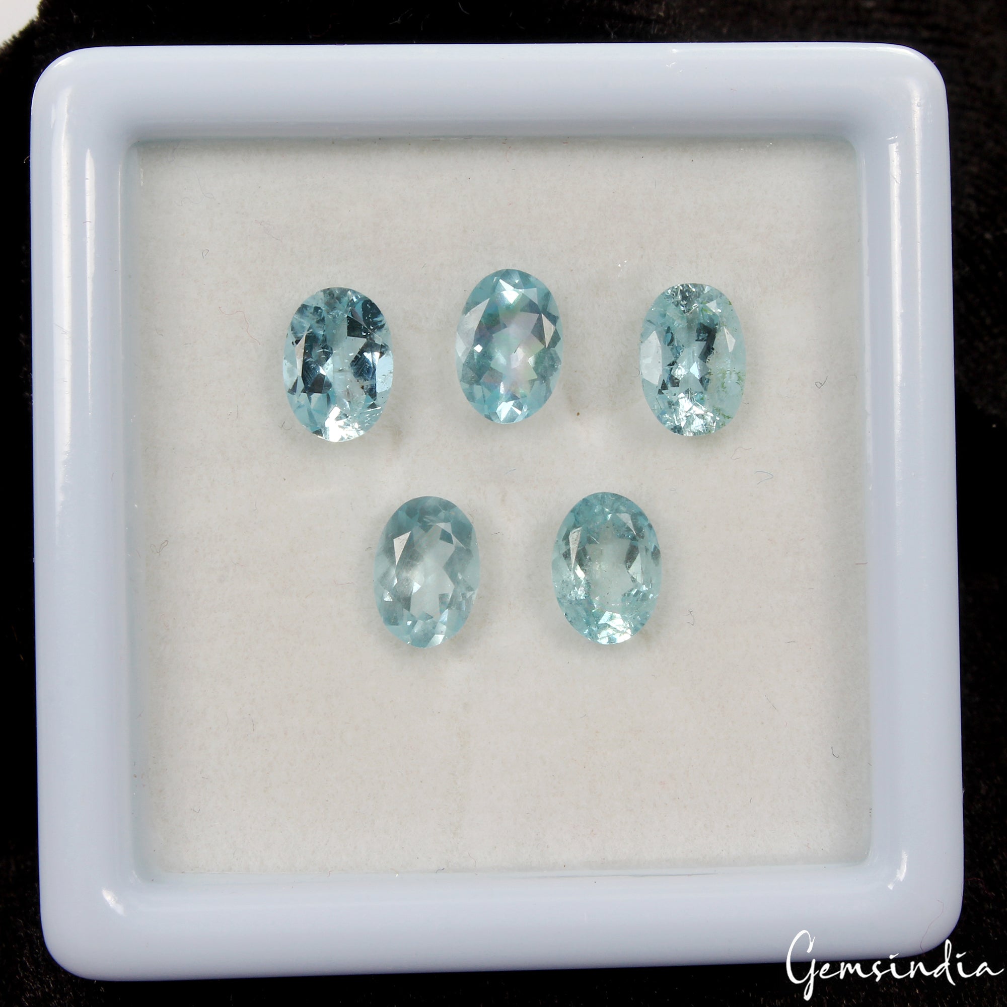 7x5mm Natural Blue Aquamarine Oval Cut Loose Certified Unheated Gemstones~3.45Ct