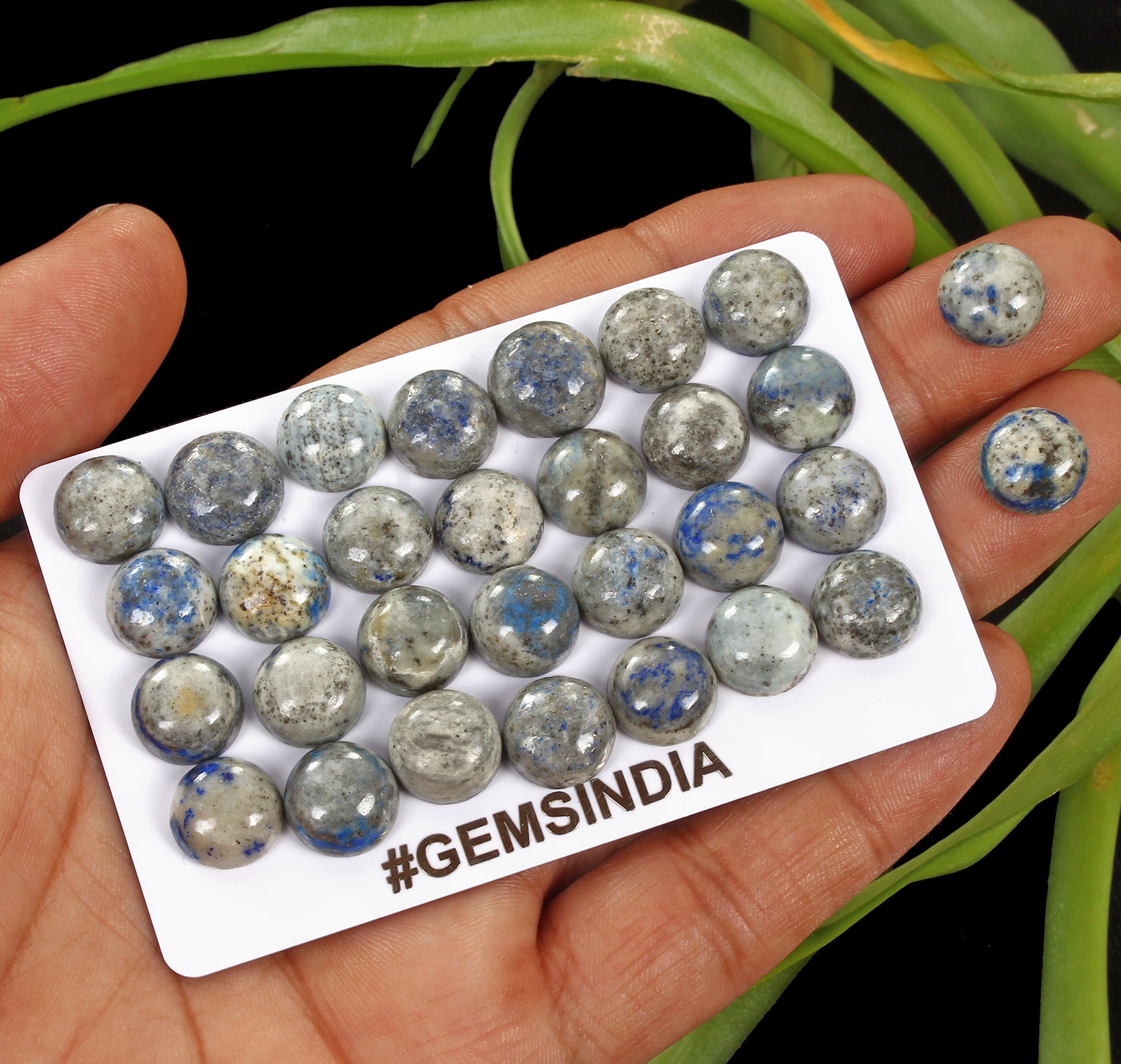178.40 Ct/30 Pcs Natural Blue Gray Lapis Lazuli Round Loose Cab Gems For Jewelry