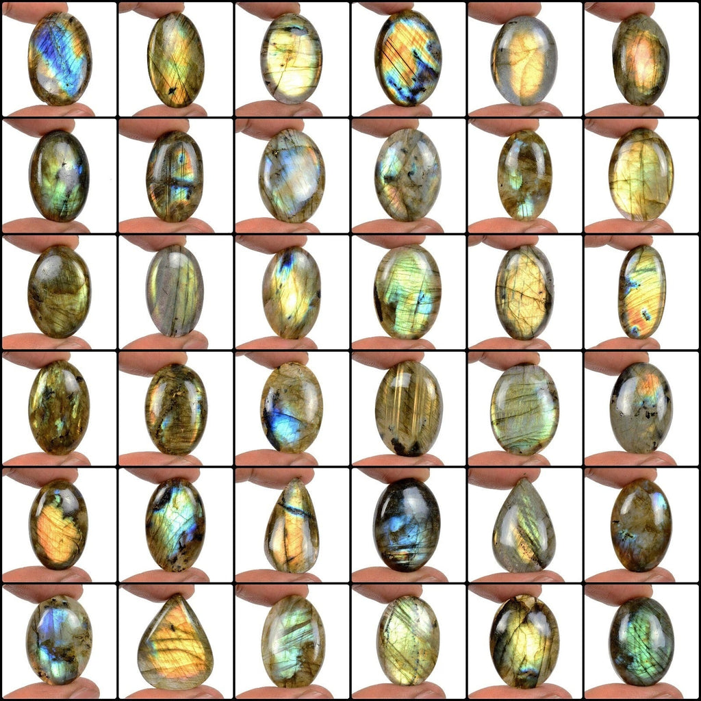 1770 Cts/36 Pcs Natural Untreated Multi Shine Labradorite Mix Cab Wholesale Gems