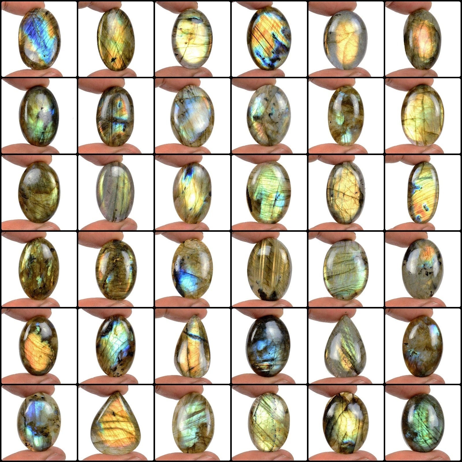 1770 Cts/36 Pcs Natural Untreated Multi Shine Labradorite Mix Cab Wholesale Gems