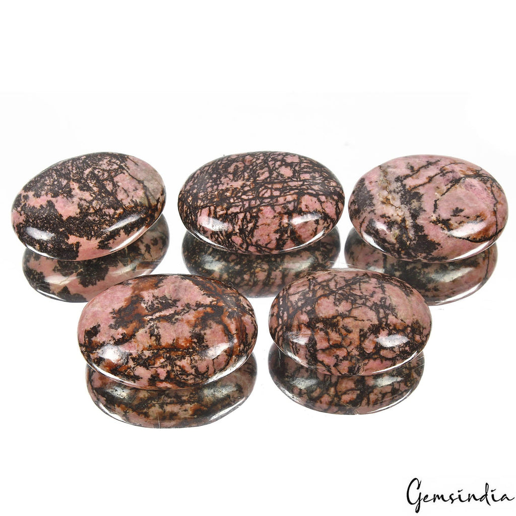 2520 Ct/5 Pcs Natural Untreated Bi-Color Rhodonite Oval Cab Healing Crystal Gems