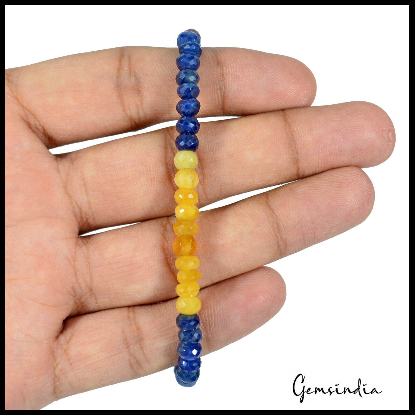 7.5" Natural Ruby Sapphire Handmade Multi gemstones Beaded Single Line Bracelet