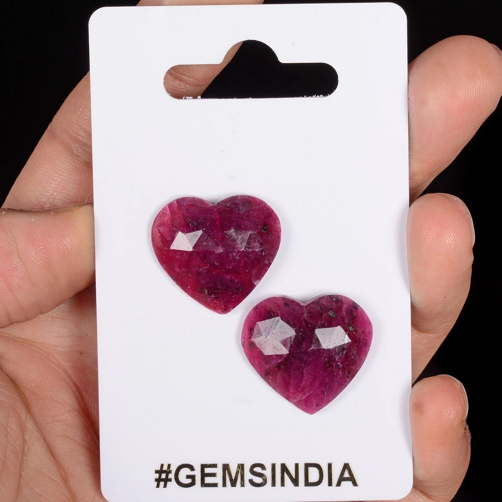 Certified 47.30 Ct/2Pcs Natural Red Ruby Heart Calibrated Cut 22x20mm Gems(Pair)