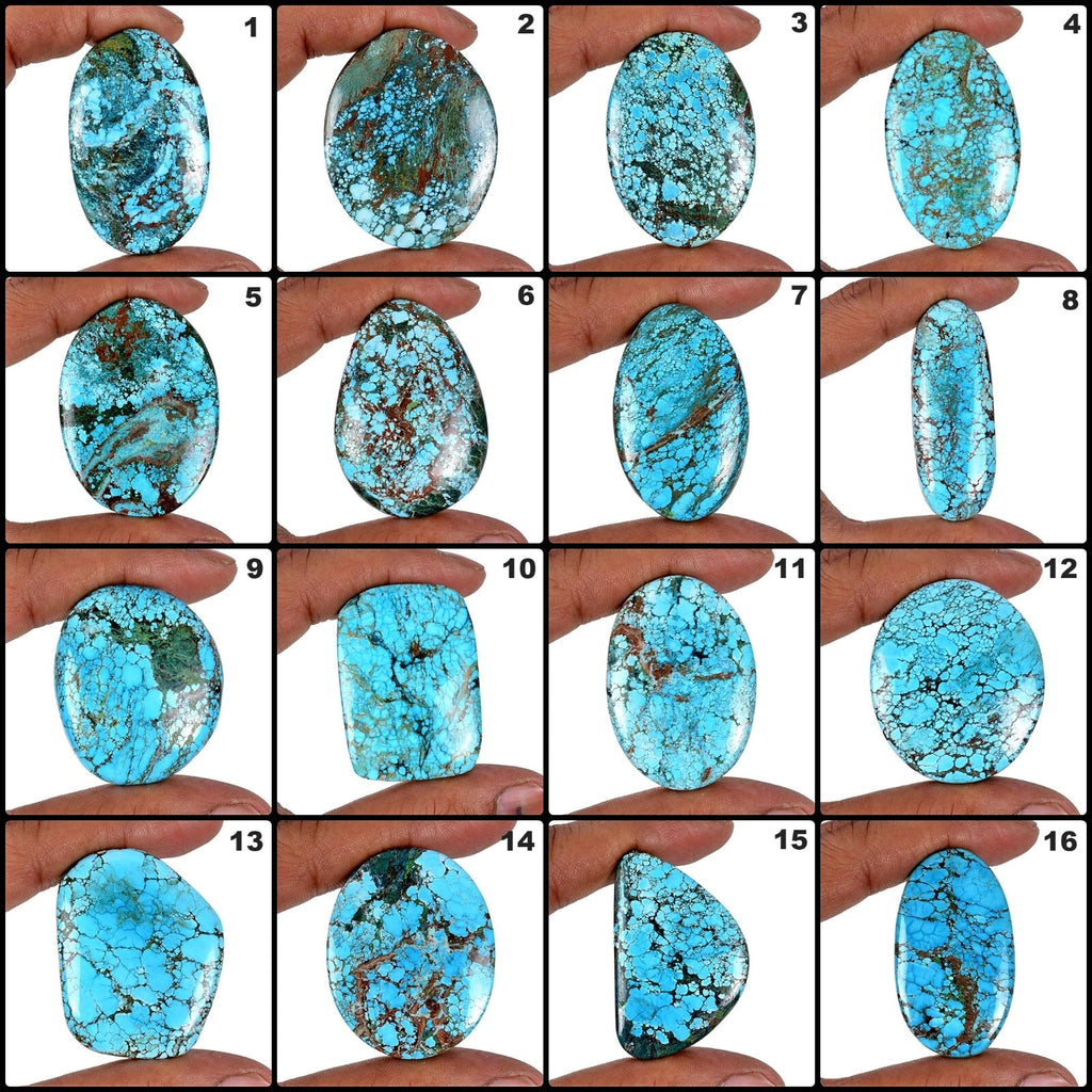 1950 Cts/16 Pcs Natural Blue Spiderweb Turquoise Mix Cab Wholesale Gemstones Lot