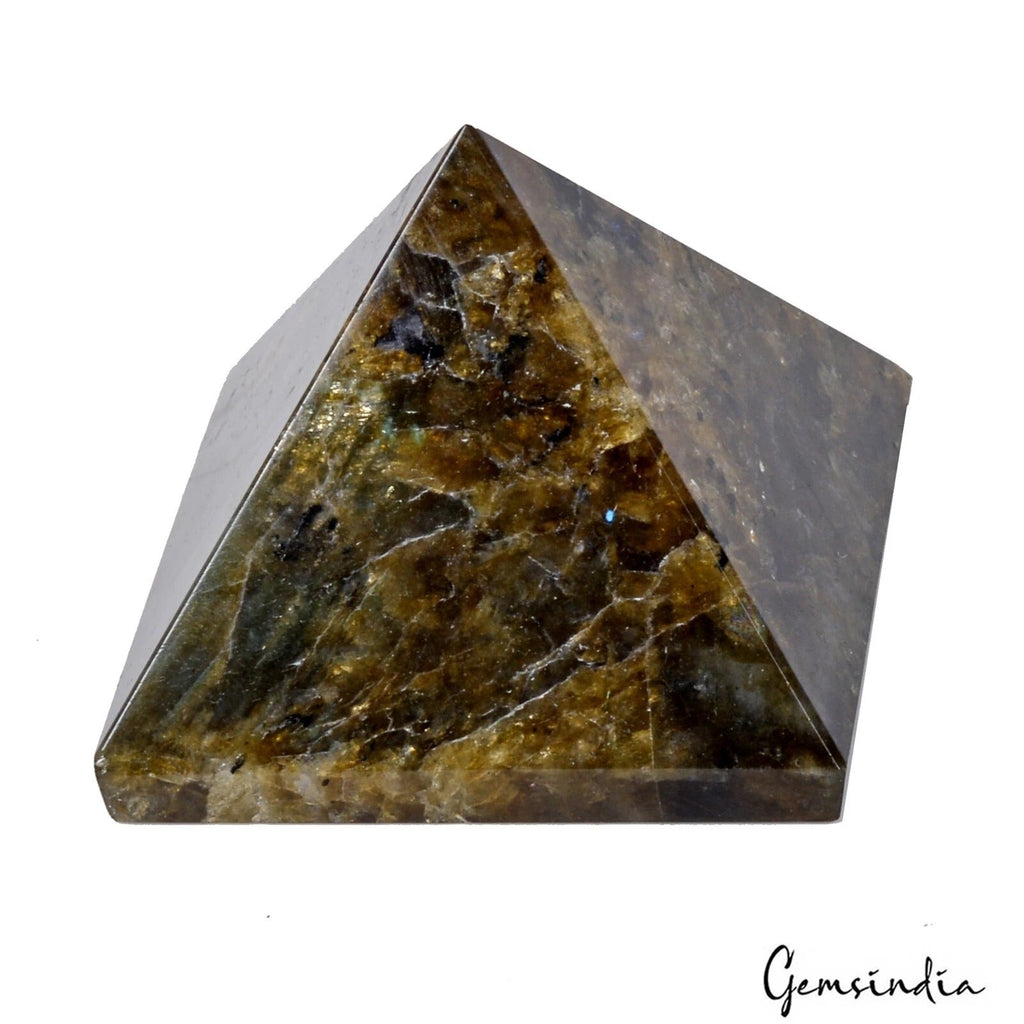 620 Cts Natural Blue Shine Labradorite Pyramid Crystal Healing Mineral Gem 1.6"