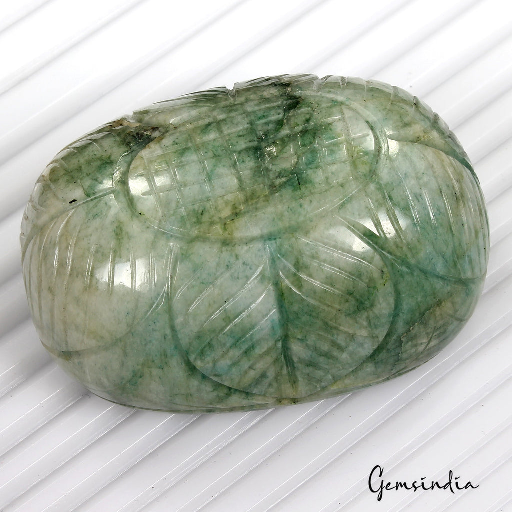 850 Ct Natural Green Brazilian Emerald Oval Carving Museum Size Loose Gemstone