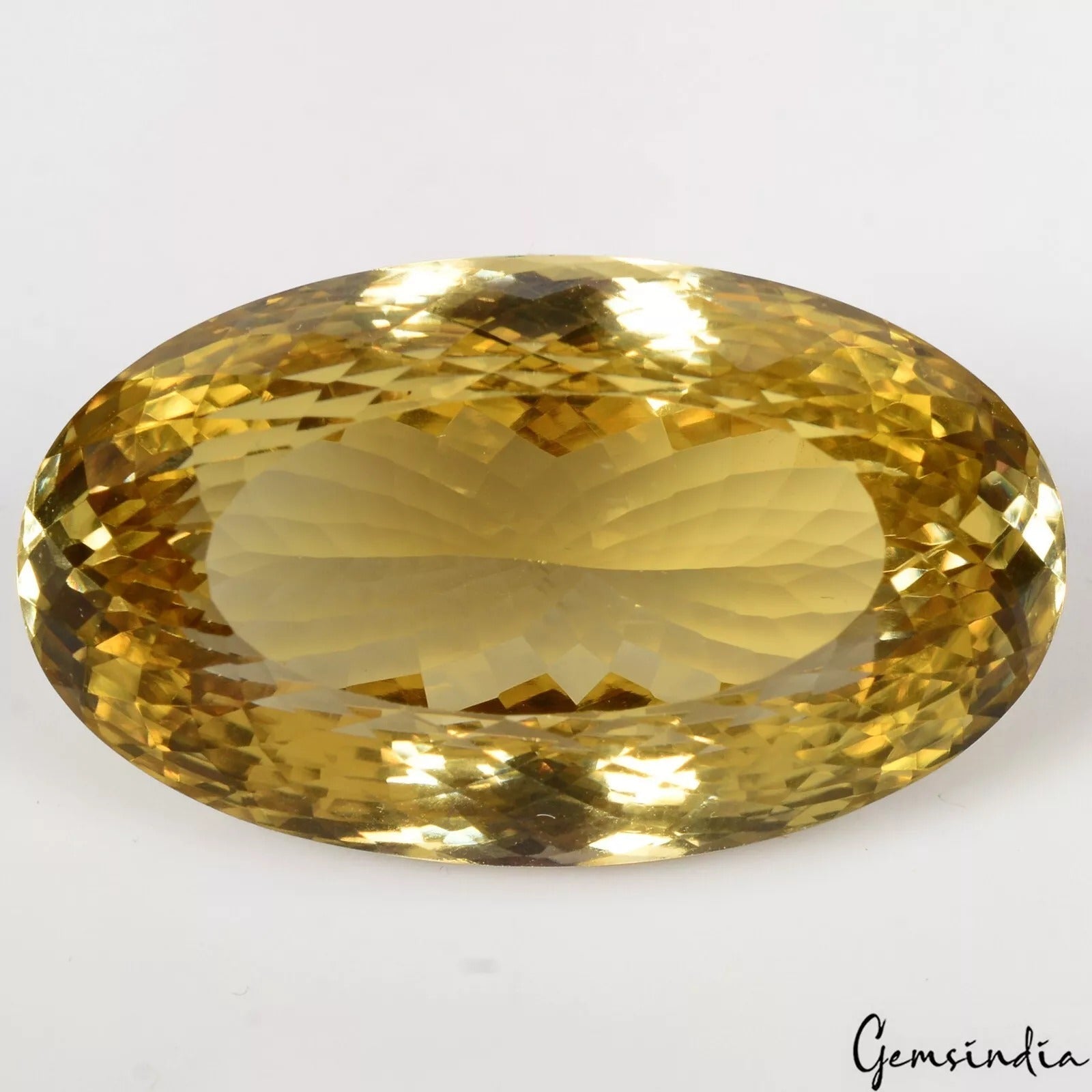 Certified VVS 64.70 Ct Natural Golden Yellow Citrine Oval Faceted Clean Gemstone