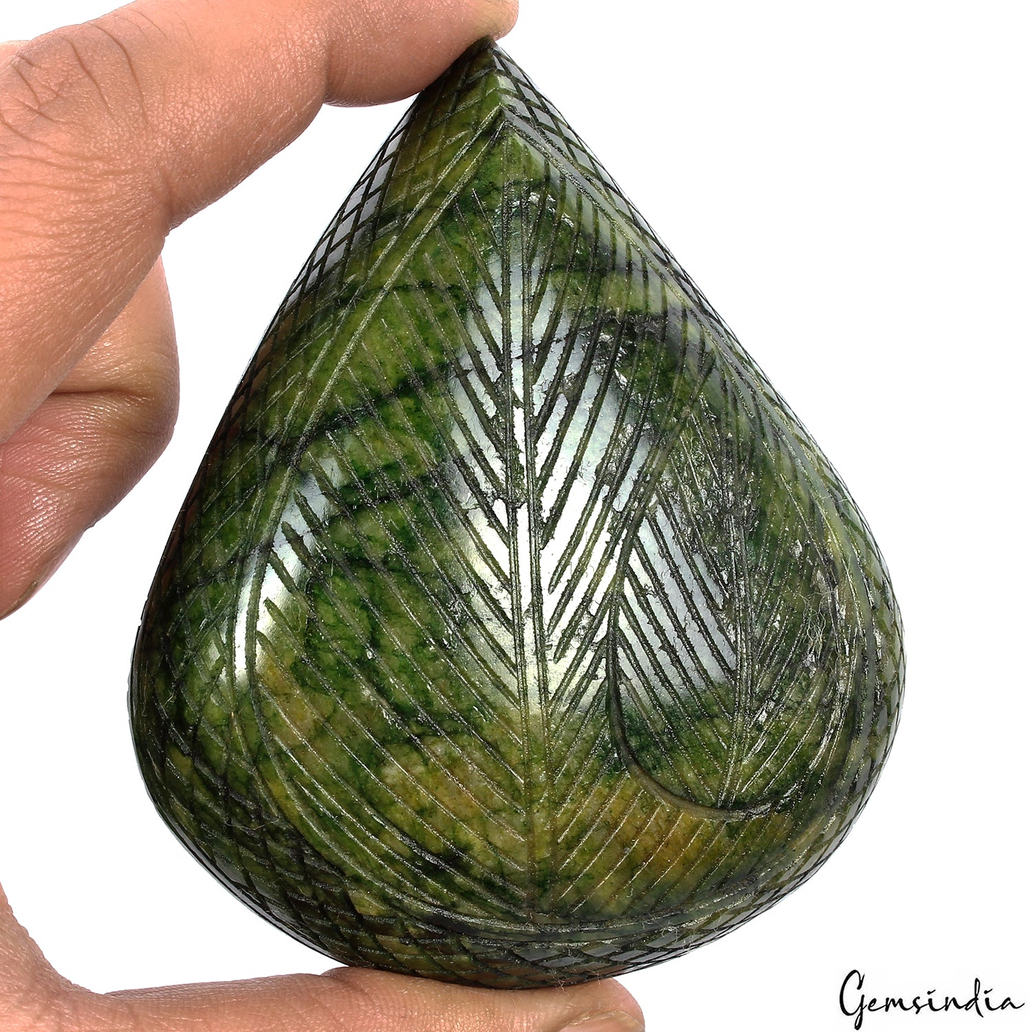 Brazilian Emerald Carving, Color Enhanced, Green — 91 x 78 x 32 mm, 1440 Ct, Brazil