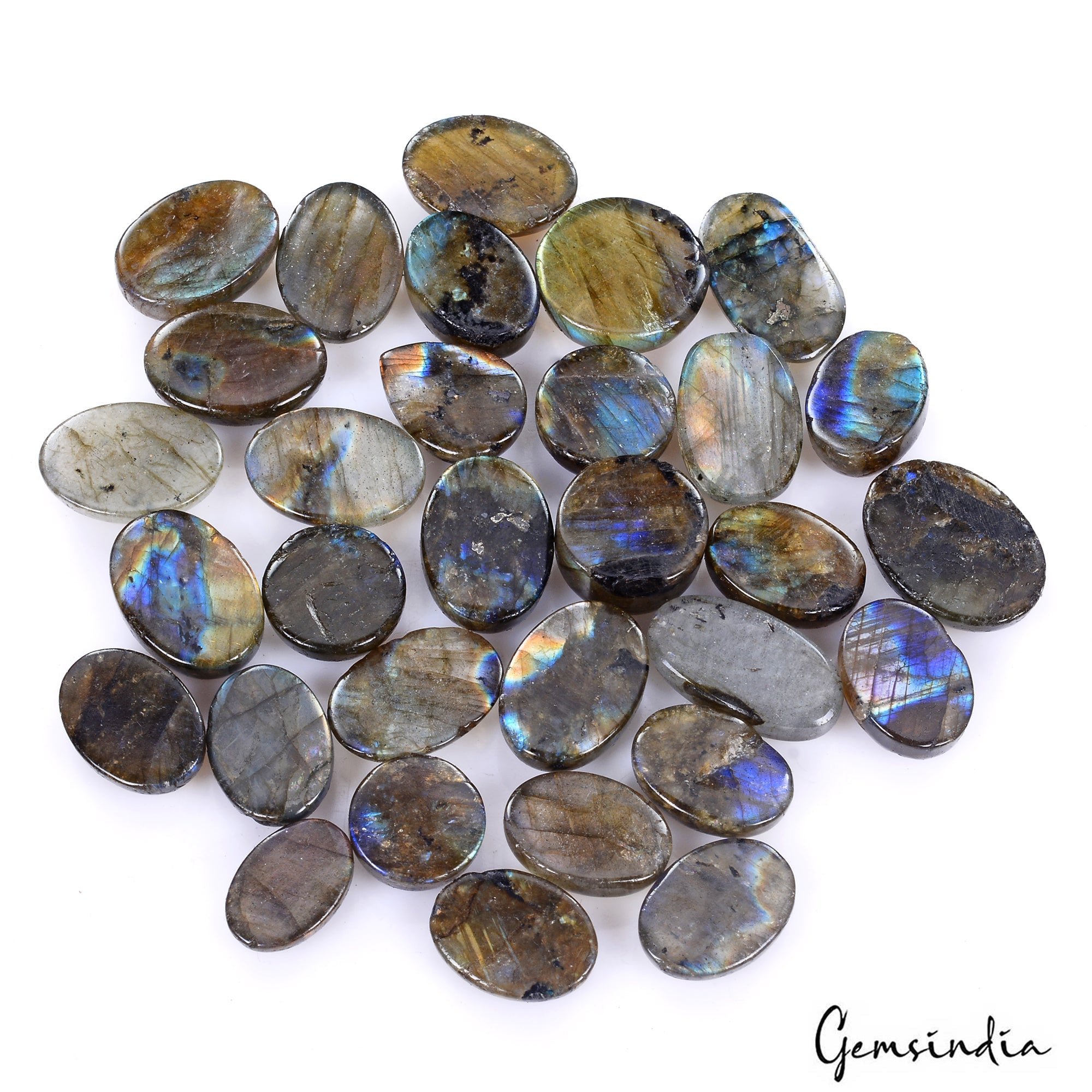 340 Cts/31 Pcs Natural Untreated Multi Shine Labradorite Mix Cab Loose Gems Lot