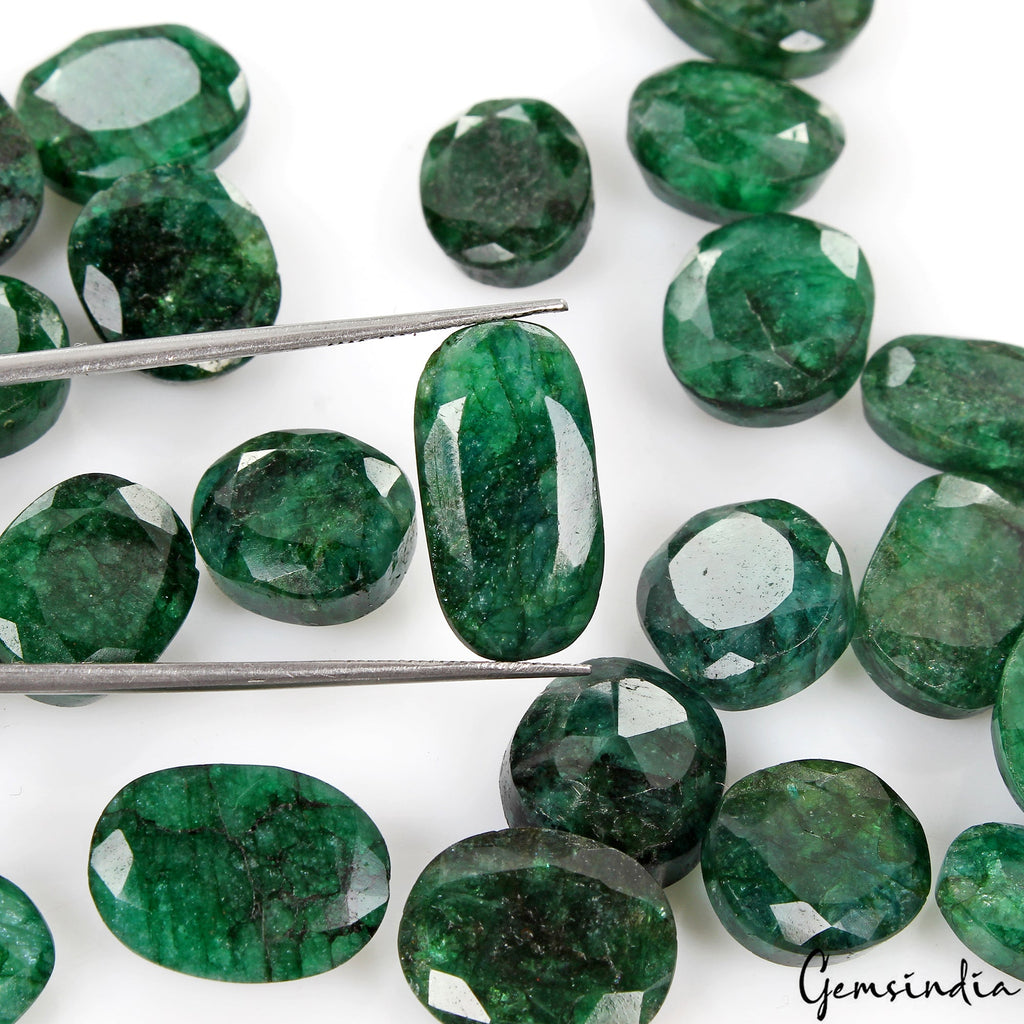 25 Pcs Natural Emerald 13-20mm Stunning Green Ring Size Loose Gemstones ~270 Ct