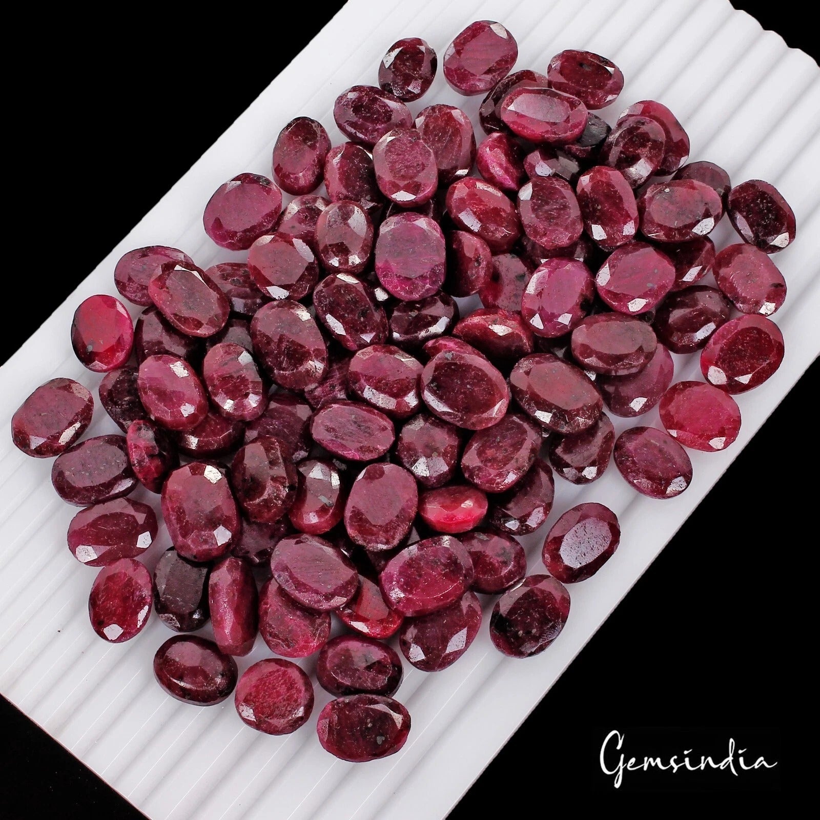 Ruby Lot, Loose Gemstone, Color Enhanced, Red — 103 Pieces, 16mm to 20mm, 2000 Ct, Madagascar