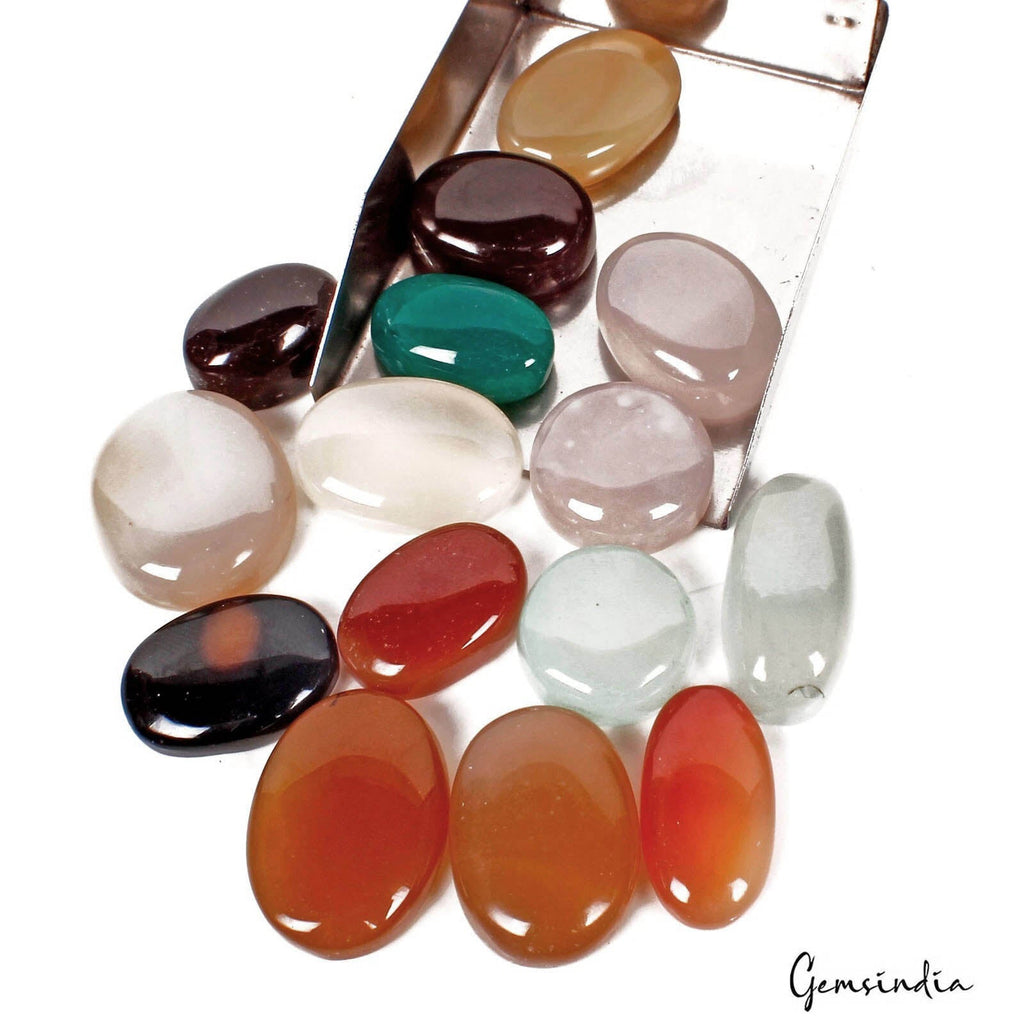 350 Cts/15 Pcs Natural Mult-Color Onyx Cab Loose Wholesale Gems Lot For Jewelry