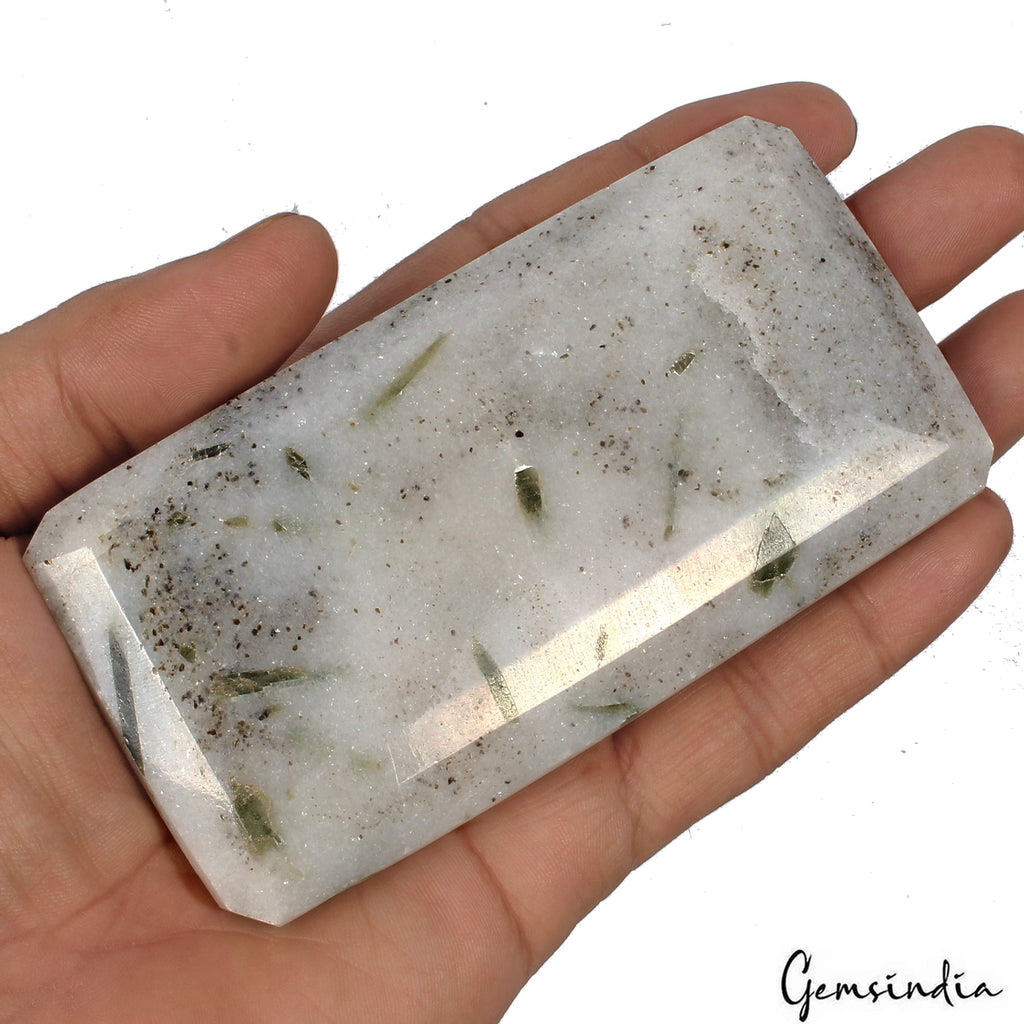 1500 Ct Natural Untreated Rutilated Quartz With Tourmaline Octagon Cut Gemstone