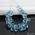 31 Pcs Natural London Blue Topaz 7mm-9mm Loose Pear Drop Faceted Bead/Briolettes