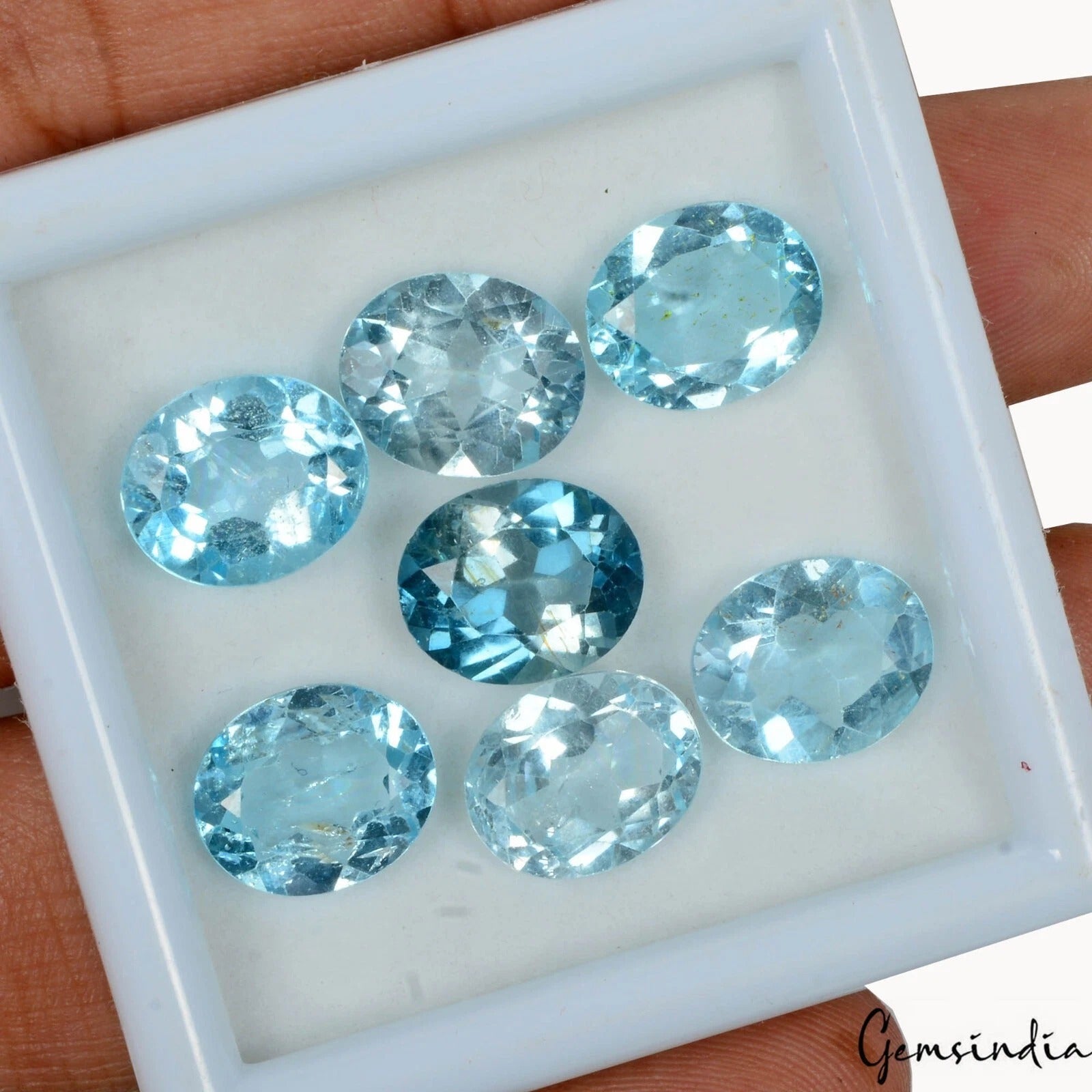 Blue Topaz Lot, Loose Gemstone, Untreated — 7 Pieces, 12x9mm, 36.00 Ct