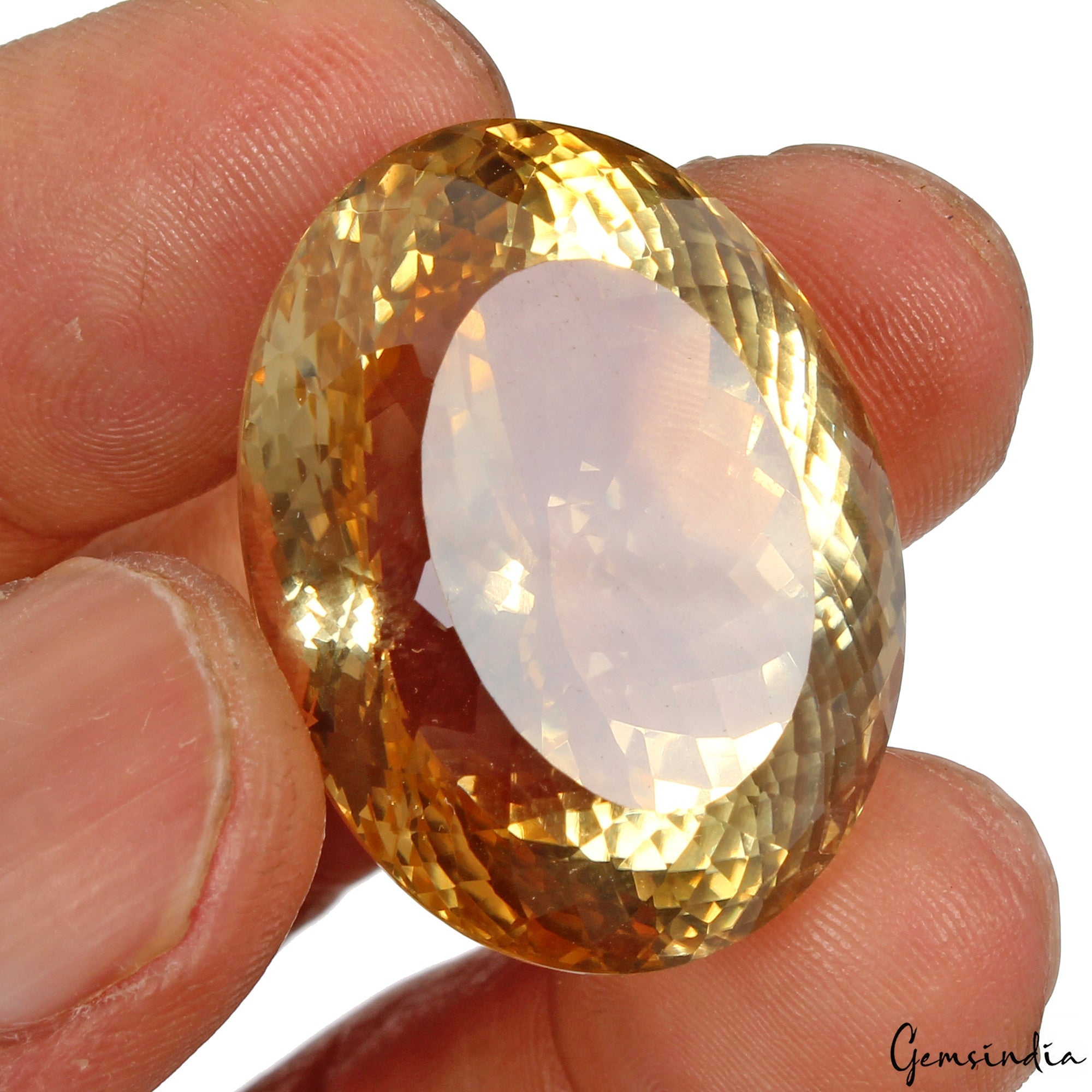 Oval Cut Natural Unheated Top Yellow Citrine Brazil 81.60 Cts 30x22mm Gemstone