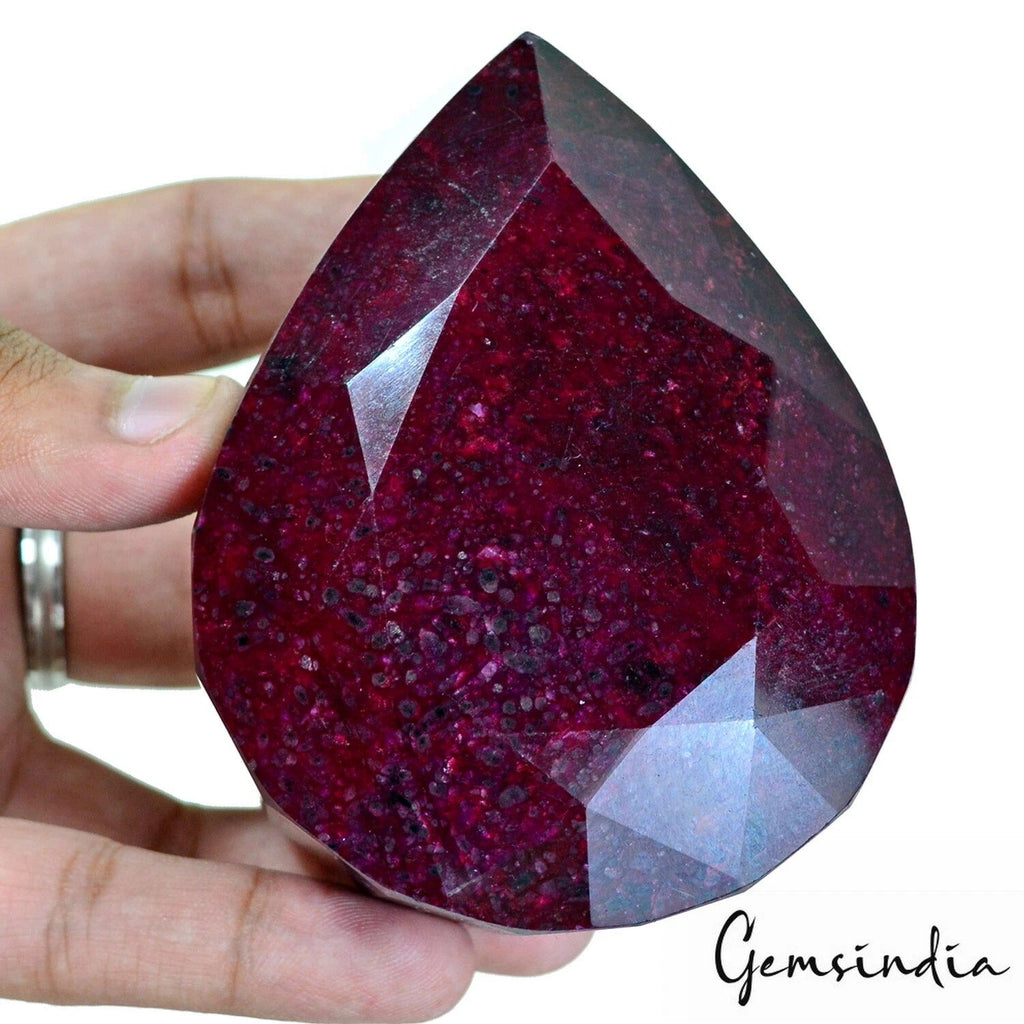 Certified 2200 Cts Natural Dark Red Ruby Pear Faceted Cut Loose Huge Gemstone