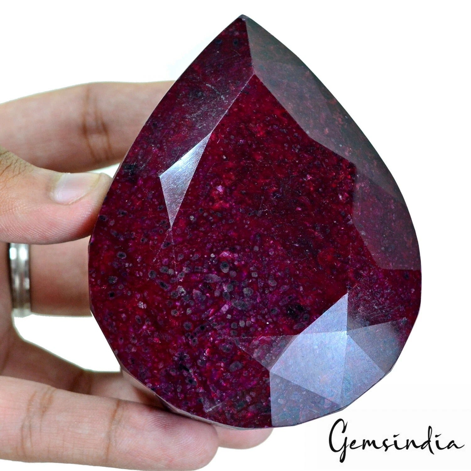 Certified 2200 Cts Natural Dark Red Ruby Pear Faceted Cut Loose Huge Gemstone