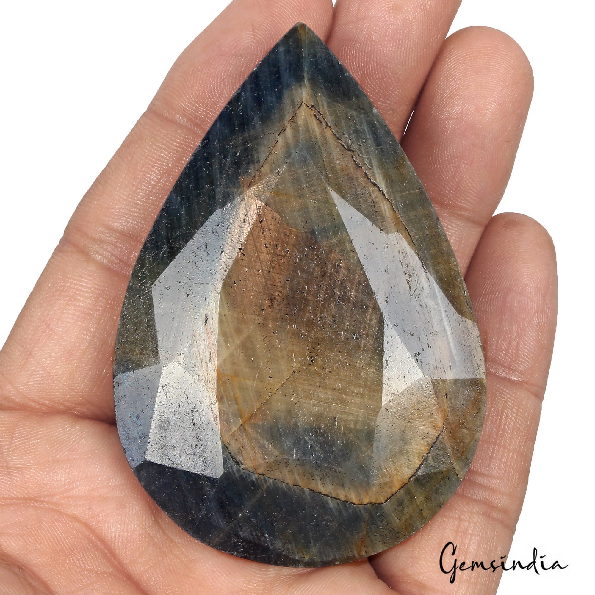 630 Ct Natural Blue Brown Untreated Sapphire Pear Faceted Earth Mined Loose Gems