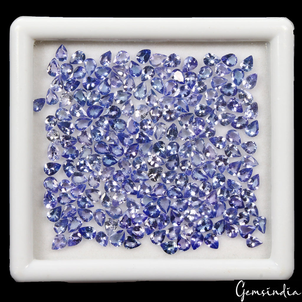 Certified 25.70 Ct Natural Violet Blue Tanzanite Pear Cut Loose Gemstones 200Pcs