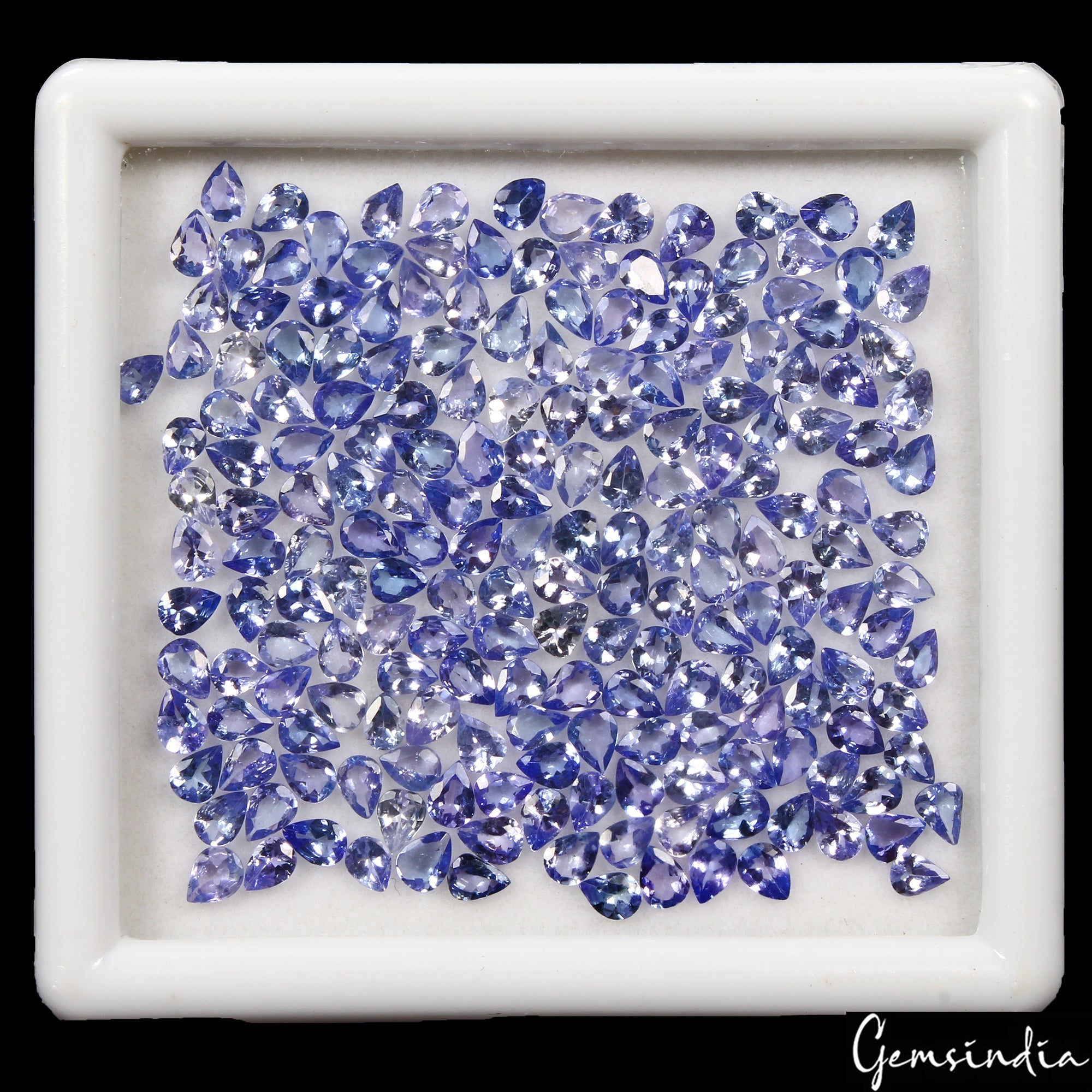 Certified 25.70 Ct Natural Violet Blue Tanzanite Pear Cut Loose Gemstones 200Pcs