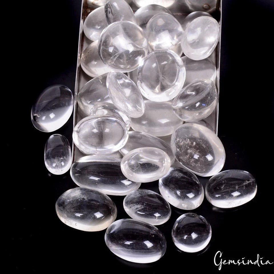 1500 Ct/31Pcs Natural Untreated White Crystal Quartz Mix Cab Loose Wholesale Gem